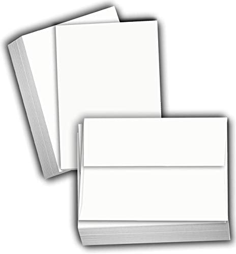 Hamilco White Cardstock Paper, Flat Cards with Envelopes – 5.5" x 8.5", 80 lb Cover, Blank Index, Note & Invitation Cards, 100 Pack - size: 100 Pack - with Envelopes
