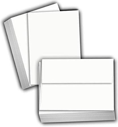 Hamilco White Cardstock Paper, Flat Cards with Envelopes – 5.5" x 8.5", 80 lb Cover, Blank Index, Note & Invitation Cards, 100 Pack - size: 100 Pack - with Envelopes