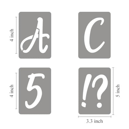 4 Inch Letter Stencils for Painting - 42 Pack Alphabet Letter Number Templates with Signs, Reusable Plastic Alphabet Number Stencils for Chalkboard Fabric Rock Wood Crafts Painting - size: 4 Inch