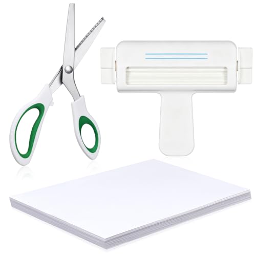 Feifeiya Paper Crimper, 9" Pinking Shears, Glossy Thin Inkjet Paper 100 Sheets 8.25 x 11.6 Inches for Chip Bags Crafting for Inkjet Printer, Dye Ink 115gsm (Green, White) - color: Green, White
