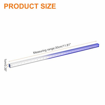 HARFINGTON Acrylic Clear Straight Rulers 30cm Metric Transparent Gradient Three-Dimensional Plastic Ruler Square Cube Measuring Tool for Classroom Office, Blue - color: Blue, size: 30cm