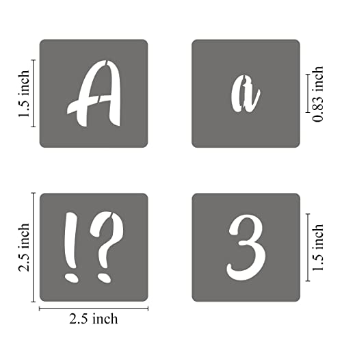 1.5 Inch Alphabet Letter Stencils - 70 Pack Letter Number Stencil Templates with Signs for Painting on Wood, Reusable Calligraphy Letters and Numbers Stencils for Chalkboard Fabric Wood Signs - size: 1.5 Inch