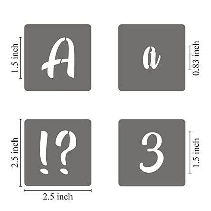 1.5 Inch Alphabet Letter Stencils - 70 Pack Letter Number Stencil Templates with Signs for Painting on Wood, Reusable Calligraphy Letters and Numbers Stencils for Chalkboard Fabric Wood Signs - size: 1.5 Inch