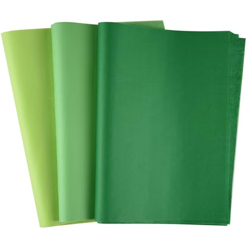 CHRORINE 50 Sheets Green Tissue Paper Multicolor Art Gift Wrapping Paper Bulk for Baby Shower Wedding Birthday DIY and Craft Decor - color: green（3colors）