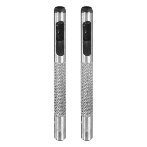 HARFINGTON 2pcs Leather Round Hole Punch, 5mm Hollow Hole Puncher Cutter Carbon Steel Circle Hole Punching Cutting Tool for Belt/DIY Leather Craft - size: 5mm