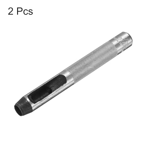 HARFINGTON 2pcs Leather Round Hole Punch, 7mm Hollow Hole Puncher Cutter Carbon Steel Circle Hole Punching Cutting Tool for Belt/DIY Leather Craft - size: 7mm