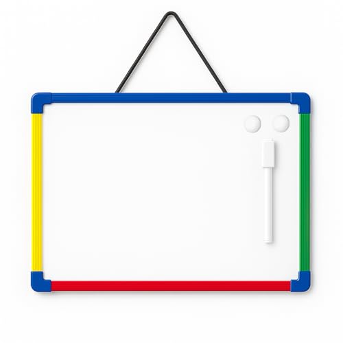 14x11 Inch Double-Sided Magnetic Whiteboard with Colorful Frame, Hanging Small Dry Erase Board for School & Home, Includes 1 Marker & 2 Magnets - size: 14x11 Inch