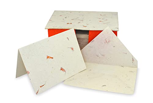 Kathmandu Valley Co. Nepali Cherish Greeting Card & Envelope Deluxe Box Set with Handmade Lokta Paper from Nepal, 25 Cards (Marigold) - color: Marigold, size: 25 Cards
