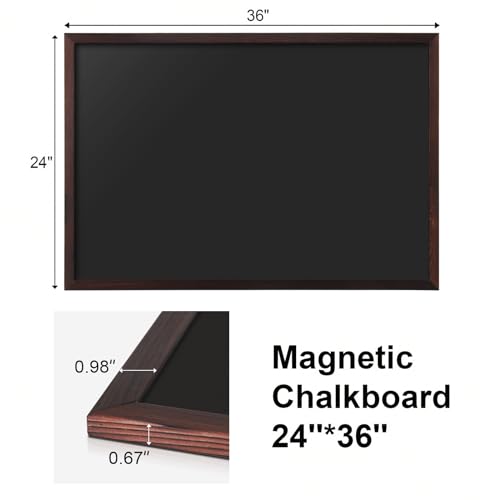 Comix Magnetic Chalkboard, 24 x 36 Inches Wooden-Framed Blackboard, Hanging Chalk Board for School Office Home and Restaurant Menu - size: 36"W x 24"H