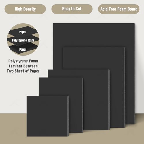 Golden State Art, Acid Free 5 Pack 24x36 Black Boards Foam Core Poster Board, 3/16'' Thick Polystyrene Foam Sheet for Projects, Mounting, Crafts, Art and Presentations