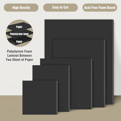 Golden State Art, Acid Free 5 Pack 24x36 Black Boards Foam Core Poster Board, 3/16'' Thick Polystyrene Foam Sheet for Projects, Mounting, Crafts, Art and Presentations