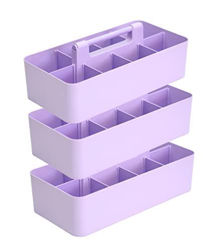 -Large Portable Caddy, DIY Dividers, 8 Compartments, School Office Supplies Home Business Basket with Handle Storage Modern Made in USA (3 PACK, Lavender) - color: Lavender, size: 3 PACK