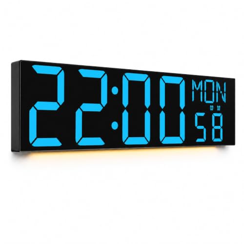 JALL 30" Giant Digital Wall Clock, Extra Large LED Clock with Remote, Huge Wall Clock with Jumbo Numbers for Living Room, Gym, Blue - color: Blue, size: 30 inches