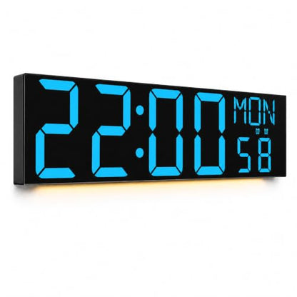 JALL 30" Giant Digital Wall Clock, Extra Large LED Clock with Remote, Huge Wall Clock with Jumbo Numbers for Living Room, Gym, Blue - color: Blue, size: 30 inches