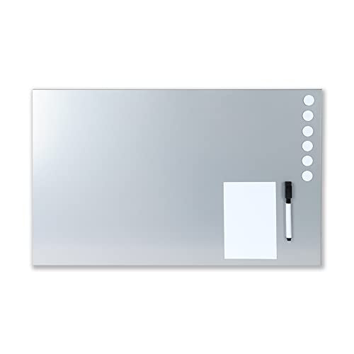 MMF Industries STEELMASTER Magnetic Bulletin Board - 24 x 14 Inches - Silver - Includes 6 Magnets, 4 x 6 Dry Erase Board & Dry Erase Marker - Scratch Resistant Finish - Horizontal & Vertical Display