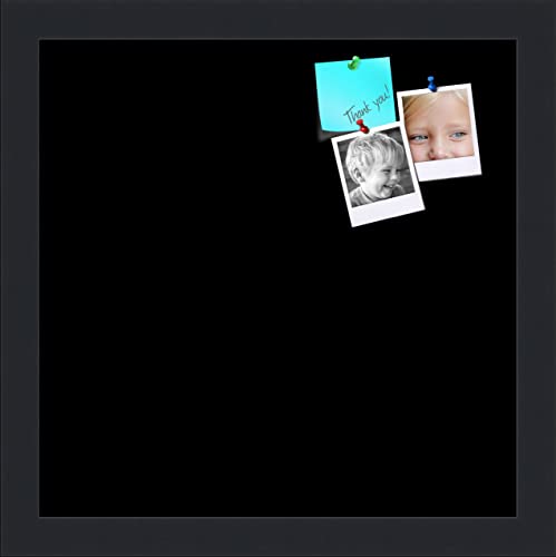 PinPix 12x12 Inch Cork Bulletin Board. This Decorative Framed Pin Board Comes with Solid Black Design and a Satin Black Frame. Ideal for Home Office Decor or Message Board (PinPix-622) - color: Solid Black, size: 12" x 12"