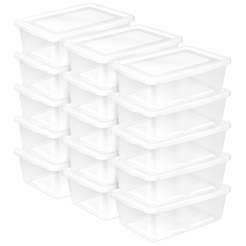 Sterilite 15-Pack Storage Box, Clear Plastic Storage Container Bins with Lids, 12 Quart - Heavy-Duty Organizing Containers for Closet, Bathroom, and Office - size: 12 Quart, style: 15 Pack