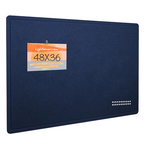 Large Bulletin Board - 48 x 36 Inches, Decorative Felt Pin Board for Wall - 4' x 3' Foldable Photo Display Board with Self-Adhesive Tape, Includes 20 Push Pins - Dark Blue - color: Dark Blue, size: 48×36 inches