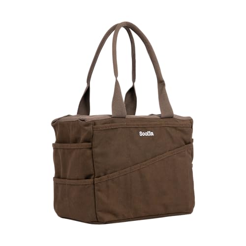 Soolla Studio Bag: Art Supply Storage Organizer & Pottery Tool Bag, Washable Tote, Yarn Bag, Crochet, 30 Pockets, 15+ Colors - color: Coffee Bean