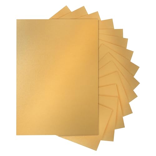 Silunkia 28 Sheets Gold Shimmer Cardstock 8.5 x 11 Glossy Paper, 250gsm/92lb Heavyweight Paper Card Stock for DIY Cards Making, Anniversaries, Wedding Invitations, School Crafting, Greeting Cards - color: Gold, size: 28 Sheets