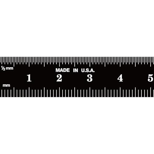 PEC Tools 150mm Flexible Metal Ruler, Stainless Steel with Black Chrome Finish, High Contrast, Fully Metric Graduation (0.5mm, 1.0mm), Easy to Read Machinist Rule, Made in USA - color: Black Chrome-Flexible, size: 150mm
