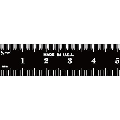 PEC Tools 150mm Flexible Metal Ruler, Stainless Steel with Black Chrome Finish, High Contrast, Fully Metric Graduation (0.5mm, 1.0mm), Easy to Read Machinist Rule, Made in USA - color: Black Chrome-Flexible, size: 150mm