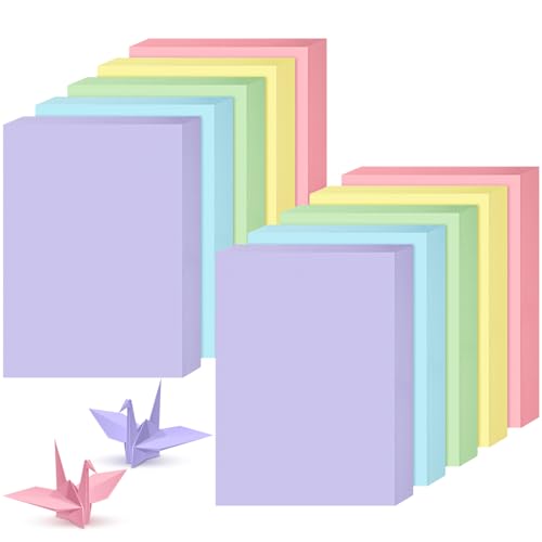 Cholemy 500 Sheets Colored Cardstock Bulk 8.3 x 11.7 Inch Pastel Cardstock Printer Paper Thick Assorted Construction Paper for Gift Scrapbook Card Making Printer School DIY Craft (Light Colors) - color: Light Colors