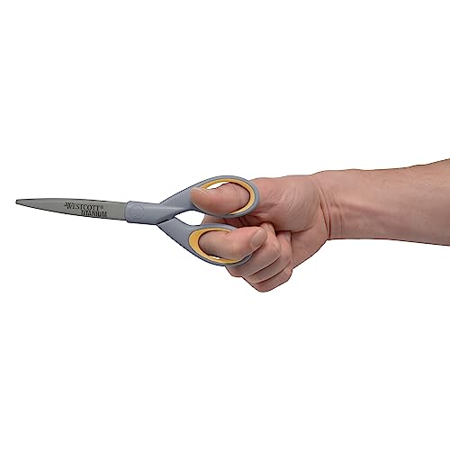 Westcott ‎13824 7” & 5” Pointed Titanium-Bonded Crafting Scissors with Soft Handles, Gray/Yellow (2 Pack) - style: Multiple (2 pack)
