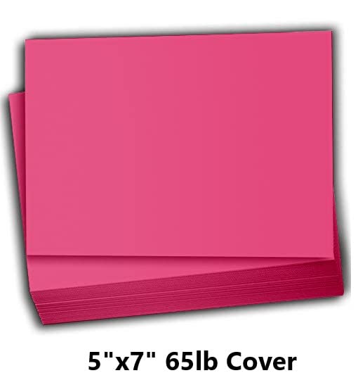 Hamilco Colored Scrapbook Cardstock Paper 5x7 Card Stock Paper 65 lb Cover 100 Pack (Fuchsia Pink) - color: Fuchsia Pink