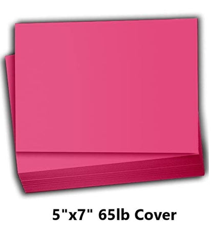 Hamilco Colored Scrapbook Cardstock Paper 5x7 Card Stock Paper 65 lb Cover 100 Pack (Fuchsia Pink) - color: Fuchsia Pink