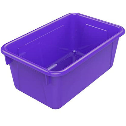 Storex Small Cubby Bins – Plastic Storage Containers for Classroom, 12.2 x 7.8 x 5.1 inches, Purple, 5-Pack (62419U05C) - color: Purple, style: Bin Only
