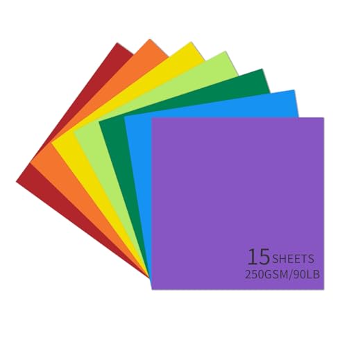 15 Sheets Colored Cardstock 12"x12",250gsm/90lb Heavyweight Cover Cardstock Paper, Thick and Smooth Card Stock Perfect for Card Making, Scrapbooking and Crafts(Multicolor) - color: Multicolor