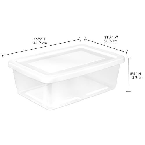 Sterilite 48 Pack Storage Box, 12 Quart Stackable Tote, Clear Plastic Container with Secure Snapping Lids for Home and Office Organization, White - size: 12 Quart, style: 48 Pack