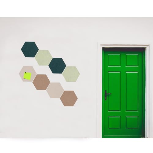 LAJAR 8 Pcs Hexagon Felt Bulletin Board Tiles, Self Adhesive Felt Pin Board Wall Tiles for Photos, Pictures, Memos (Green) - color: Green