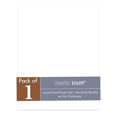 Textured White 15x19 Uncut Premium Mat Board - No Opening - 1 Mat - color: Textured White, size: 1 Mat