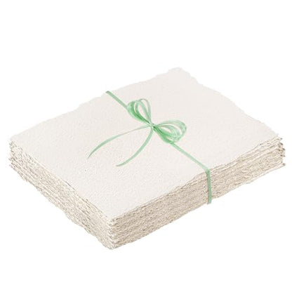 Prudiut 50 Sheets Deckled Edge Paper 2 x 3.5 inch, 160 GSM Handmade Rough/Textured Watercolor Paper for Wedding Invitations, Cards, Crafts - size: 2 x 3.5inch