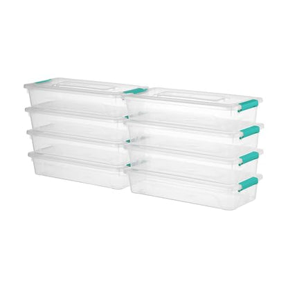 novelinks 4 Quart Clear Plastic Storage Containers with Lids (8 Pack) | Storage Bins with Lids, Stackable Small Clear Bins, Craft Storage Box, Paper Storage, Under Bed Storage Bins, Pencil Box - size: 4 Quart 8 Pack Green