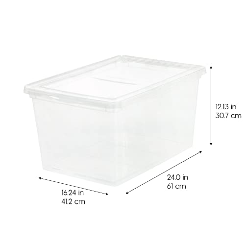 IRIS USA 4-Pack Storage Bins with Lids, 58 Quart, Clear Stackable Containers Box Organize Shoes Closet Shelves Clothes Blankets Towels - BPA-Free Plastic - size: 58 Qt, style: 4 Pack