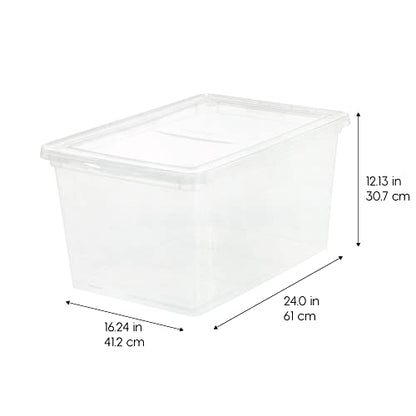 IRIS USA 4-Pack Storage Bins with Lids, 58 Quart, Clear Stackable Containers Box Organize Shoes Closet Shelves Clothes Blankets Towels - BPA-Free Plastic - size: 58 Qt, style: 4 Pack