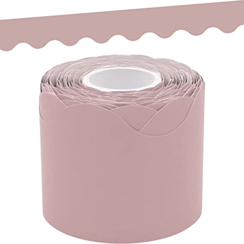 Teacher Created Resources Light Mauve Scalloped Rolled Border Trim - 50ft - Decorate Bulletin Boards, Walls, Desks, Windows, Doors, Lockers, Schools, Classrooms, Homeschool & Offices (TCR8908)