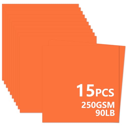 15 Sheets Orange Cardstock 12"x12",250gsm/90lb Heavyweight Cover Cardstock Paper, Thick and Smooth Card Stock Perfect for Card Making, Scrapbooking and Crafts (Orange) - color: Orange