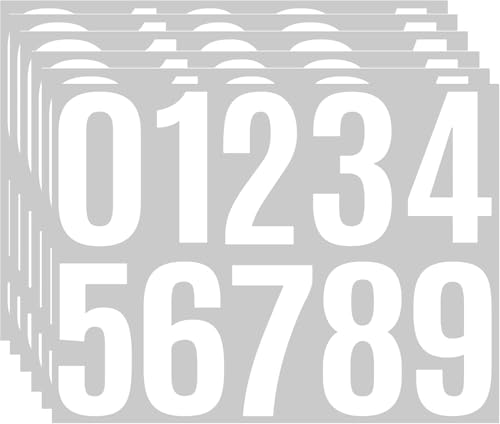 4 Inch Mailbox Number Stickers 6 Sheets - Self-Adhesive Vinyl Numbers 0-9 for Mailbox, Posters, Bulletin Boards, Windows, Doors, Crafts, Home Decor - Large Alphabet Stickers for DIY Projects（White ） - color: White, size: 4 inch