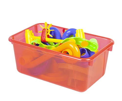 Storex Small Cubby Bin, 12.2 x 7.8 x 5.1 Inches, Candy Red, 5-Pack (62475U05C) - color: Tint Red, style: Bin Only