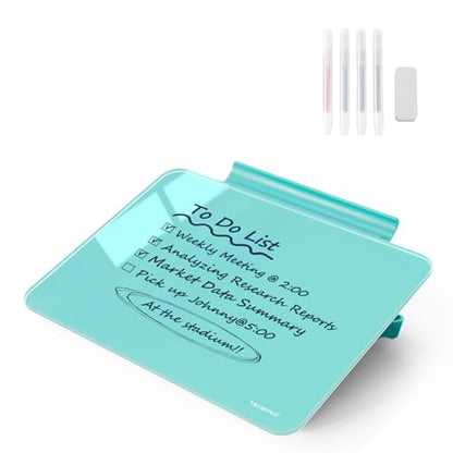 TSJ OFFICE Small Desktop Whiteboard - Glass Dry Erase Board 8 X 6 Inches Tabletop Easel Whiteboard with Stand, Desk Board Buddy for Artist, Teacher and Student - color: 8 X 6 Inches - Light Blue