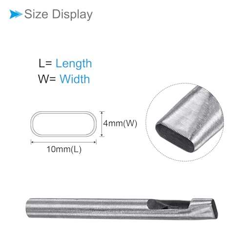 Hollow Punch, 4mm x 10mm Hole, 45# Steel Oval Shaped Gasket Tool - (Applications: for Leather DIY Leathercraft Wallet) - size: 4mm x 10mm
