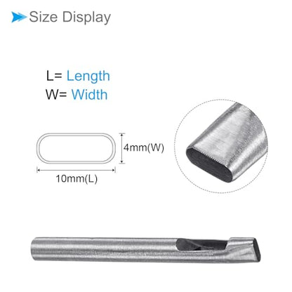Hollow Punch, 4mm x 10mm Hole, 45# Steel Oval Shaped Gasket Tool - (Applications: for Leather DIY Leathercraft Wallet) - size: 4mm x 10mm
