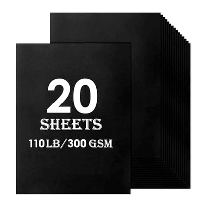 110lb Black Cardstock, 20sheets 8.5 x 11 Heavy Weight Card Stock - color: black