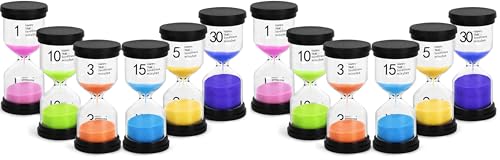 Shindel Sand Timers, 6PCS Colorful Hourglass Sandglass Timer 1/3/5/10/15/30 Minutes Sand Clock Timer for Kids Games Classroom Kitchen Cooking Office (Pack of 2) - size: Medium (Pack of 2)