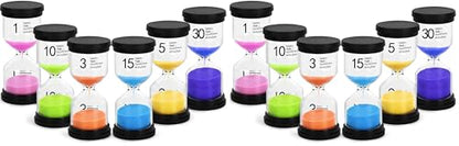 Shindel Sand Timers, 6PCS Colorful Hourglass Sandglass Timer 1/3/5/10/15/30 Minutes Sand Clock Timer for Kids Games Classroom Kitchen Cooking Office (Pack of 2) - size: Medium (Pack of 2)