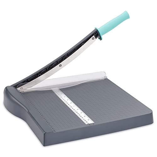 Paper Cutter, Paper Slicer with Safety Guard and Blade Lock, 12" Cut Length Guillotine Paper Cutter with 16 Sheet Capacity, Paper Cutters and Trimmers for Cardstock Cardboard (Gray) - color: Black